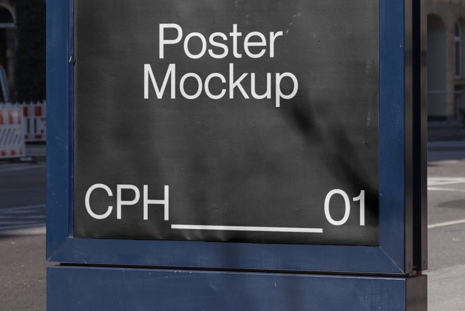 Urban street poster mockup on outdoor advertising billboard for design presentation visualisation, realistic city environment.